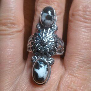 Artisan Crafted White Buffalo Sterling Silver Ring (Size 9)